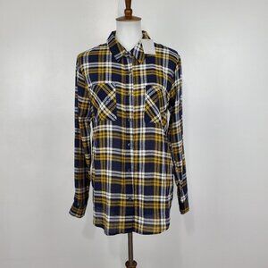 KORI Button Up Plaid Herringbone Casual Western Lightweight Top NEW NWT Size S